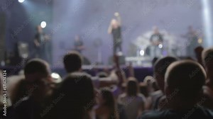 Mosh pit at the rock concert. Music stars at stage Stock Video