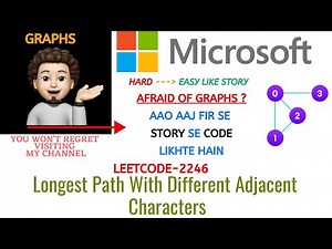 Longest Path With Different Adjacent Characters : (Microsoft) | Explanation ➕ Live Coding