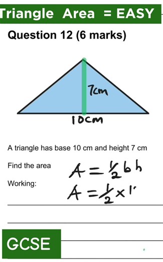Triangle Area Made Easy! 🔺 #GCSEMaths #shorts #trianglearea