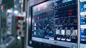 A close-up of a computer screen displaying medical software used in hospital engineering for equipment diagnostics
