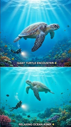 ASMR Underwater | Diver Meets Giant Sea Turtle 🐢🌊 Relaxing Ocean Sounds #turtle #asmr #ocean
