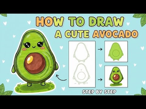 How to Draw a Cute Avocado Step by Step