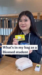14K views · 171 reactions | Ever wondered what a Biomed student carries in their bag? Tiffany takes us through her essentials, including her go-to snack for surviving exam season. Studying in the heart of Melbourne’s Biomedical Precinct means every day brings something new. Thinking of studying with us? Explore your path → study.unimelb.edu.au | The University of Melbourne | Facebook