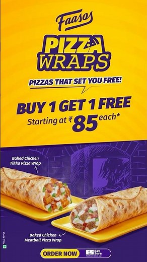 Faasos Pizza Wraps | Baked Chicken Tikka & Chicken Meatball