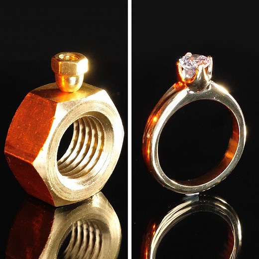 36M views · 78K reactions | How to make a golden diamond ring from a nut for free.  | Bright Side | Facebook