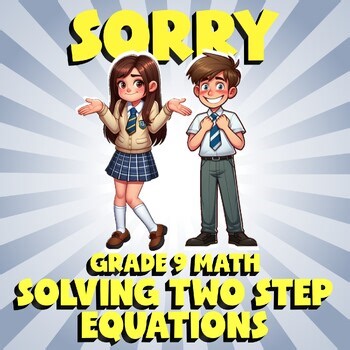 Solving Two Step Equations SORRY Math Game - No Prep Grade 9 Review