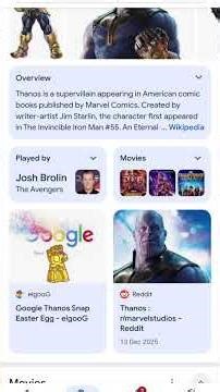 Google Ester Egg Thanos infinity snap