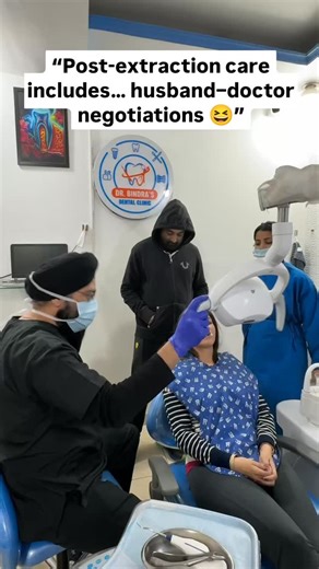 Dr. Bindra's Multi-Specialty Dental Clinic on Instagram: "After wisdom tooth extraction: medical advice + marital survival tips 😂🦷✨ 📍Dr. Bindra's Multi-speciality Dental Clinic, 300 Adarsh Nagar, Jalandhar 📞7087903034 #dentalworld #DentalHumor #dentistinjalandhar #bestdentistnearme #dentistry"