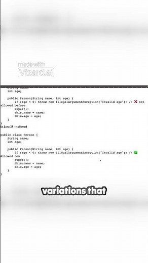 Java 25 Feature: Flexible Constructor Bodies Explained in 20s! 🚀