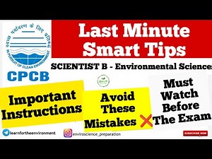 🔴CPCB Scientist B EVS LAST MINUTE TIPS & Instructions