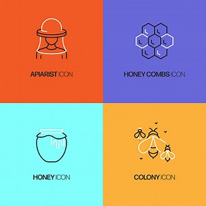 Bezogene Vektor-Thin-Line-Symbole. Auflistung von Gliederungssymbolen