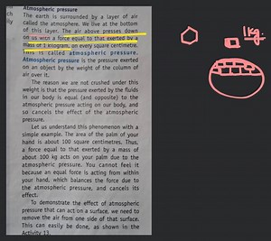 Atmospheric pressure The earth is surrounded by a layer of air ... | Filo