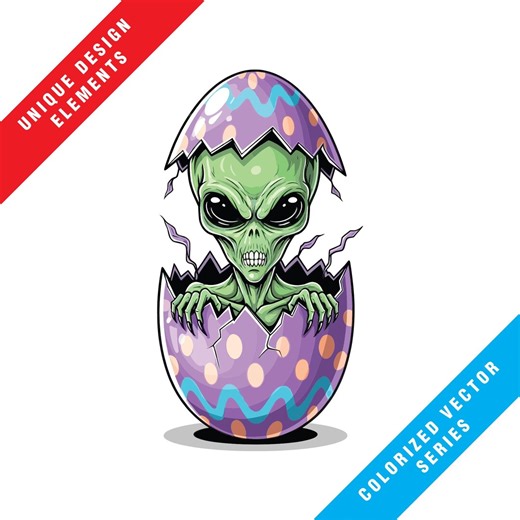Creepy Alien Hatching From Easter Egg Clipart Bundle - Vector EPS, SVG & PNG, Digital Download - Etsy