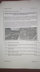 Geography P1 Grade 11 – Mass MovementStudy the extract on mas... | Filo