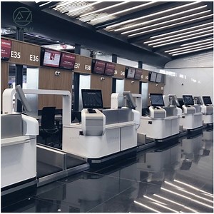 [Hot Item] Acrylic Solid Surface Security Checkpoint Information Desk Reception Small Corian Check-in Counter for Airport