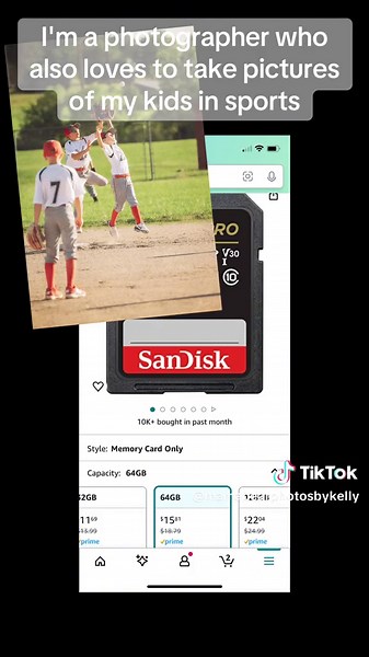 Need help with what kind of memory card you should be using in your camera?? This is what I use! Check it out in my Amazon storefront where ill be adding more suggestions for you all! #photography #photographytiktok #photographer #learnphotography #sportsmom #sportsphotography #photography📸 #sportsphotos #memorycard #sdcard