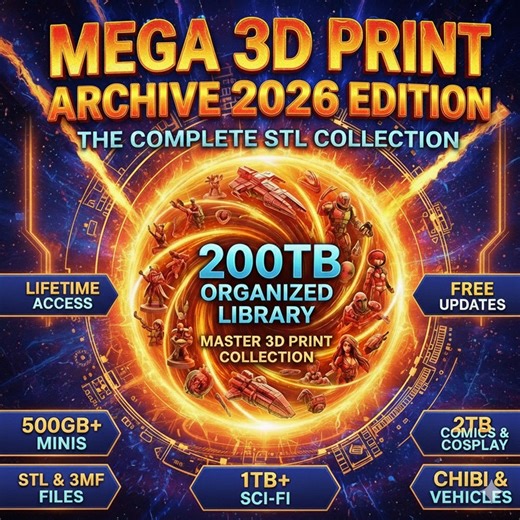 550,000  3D Model STL Files: Mega Pack for 3D Printing (instant Download, 200TB Access) - Etsy UK