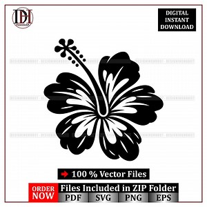 Hibiscus Flower SVG Vector, Tropical Floral Line Art Design for Cricut (digital Download) - Etsy Canada