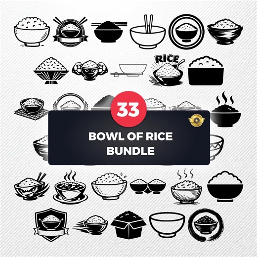 Bowl of Rice SVG Bundle 33 Clipart | PNG Eps PDF Dxf | Food Vector Illustrations - Etsy