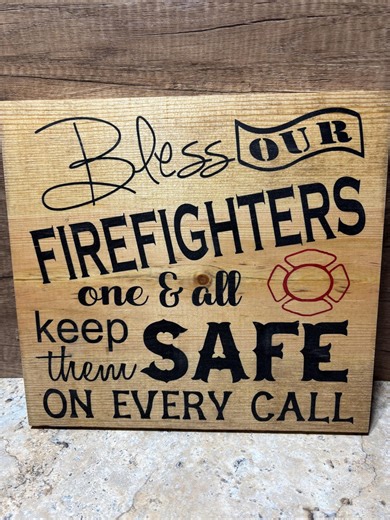 Handmade Wooden Firefighter Sign, Thin Red Line Decor, Firefighter Gift - Etsy
