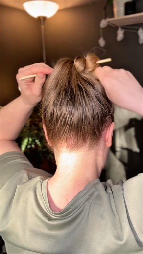 Easy Bun with Hair Sticks 🥢#girlshair #beautytips #simplehairstyle #updo #easybun #fyp #trending