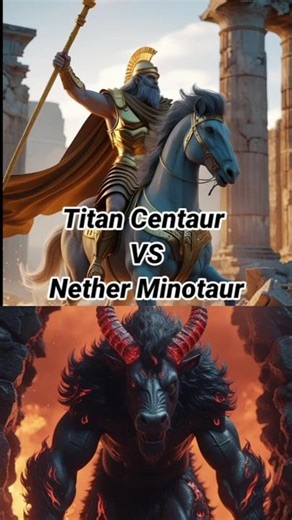 Titan Centaur vs Nether Minotaur ⚔️🔥 #EpicClash #AIShorts #FantasyBattle
