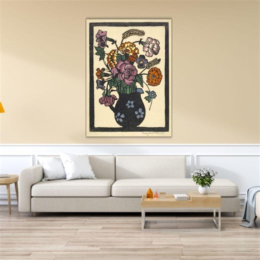 Flowers in a Jug by Margaret Preston Canvas Ready to Hang, Modernist Botanical Art Australian Woodblock Floral Art Margaret Preston Print - Etsy Australia