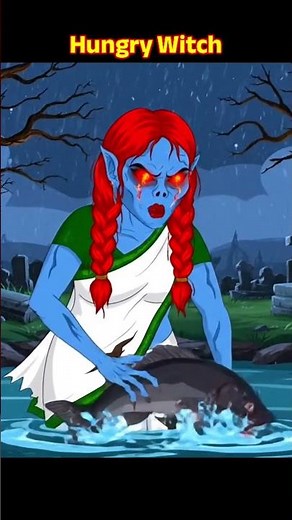 Witch Hungry Eating Fish | English Horror Cartoon | Horror Cartoon Story English |English Stories