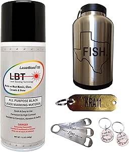 LaserBond 100 Aerosol Black Laser Marking Spray 12 oz, Compatible with CO2 Fiber Diode and YAG Laser Engravers, Permanent Marks on Metal Glass Stone and Ceramic