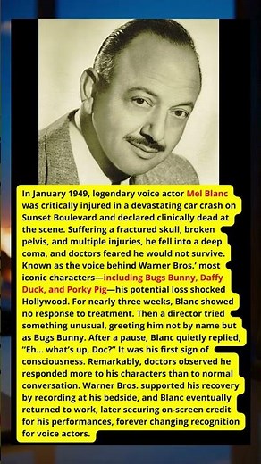 THE VOICE THAT WOKE FROM A COMA: HOW BUGS BUNNY SAVED MEL BLANC