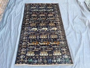 Vintage Afghan Hand Knotted War Rug, Tribal Wool Geometric Art Rug, Faded Rare Design, 3x5 Unique Historical Rug, Office Rug - Etsy France