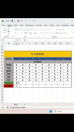 ✅Countif formula in Excel#excelshortcuts#excelformulas#excel #exceltutorial#exceltraining #exceltips