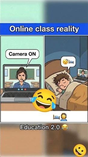 online class reality 😂 #funny #funnychildvideo #cartoon