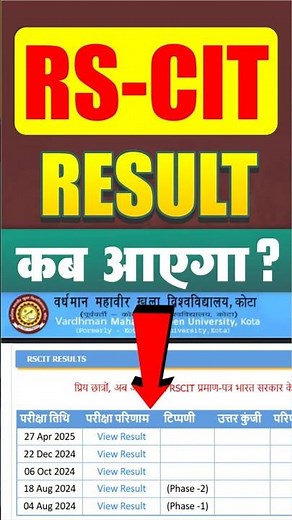 RSCIT Exam Result 3 August 2025 Kab Aayega | VMOU RKCL 3 Aug Result Date Time