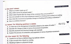 Knowlodge ApplicationV. Give short answer.What is a matter ma... | Filo