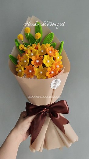 DIY Handmade Bouquet with Fuzzy Wire Flowers