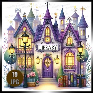 19 Library Clipart JPG Bundle, Cozy Book Shop Illustration, Vintage Reading Room Art, Bookshop - Etsy