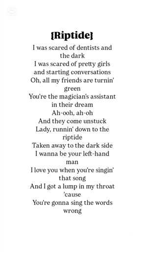 Riptide song lyrics by Vance Joy #lyrics#riptidevancejoy#song