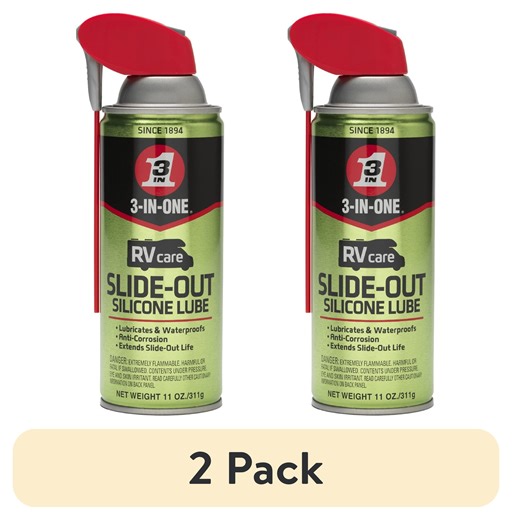 (2 pack) 3-IN-ONE RV Care Slide-Out Silicone Lube Spray, 11 oz
