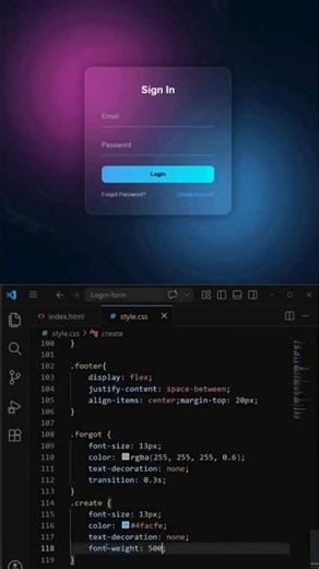 Modern Login Form Using HTML & CSS 🚀 #shorts