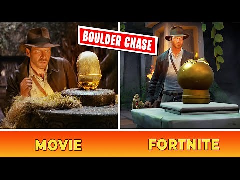 Recreating the Famous Indiana Jones BOULDER CHASE Sequence in Fortnite (Indiana Jones Crossover)