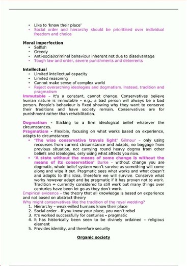 CONSERVATISM SUMMARY NOTES EDEXCEL A LEVEL POLITICS video