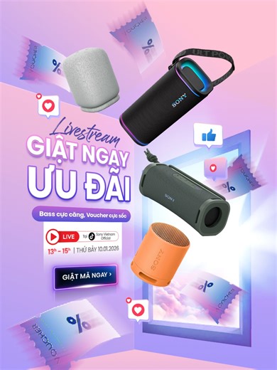 🎧 CUỐI TUẦN NÀY - ĐẶT LỊCH NGAY Bass cực căng, voucher cực sốc chỉ có trong livestream Sony! Xem live săn voucher và dùng trực tiếp tại store! ⏰ 13:00 – 15:00 | Chủ nhật, 10.01.2026 📍 Tại TikTok Sony Vietnam Official #sonyvietnam #SonyStoreVincomDongKhoi