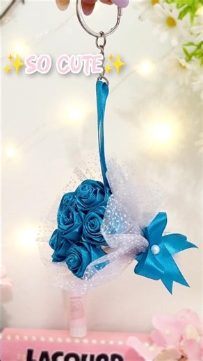DIY Ribbon Flowers keychain🎀