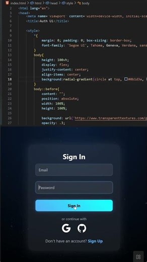 Build a sleek login page in minutes with HTML, CSS & JS! ⚡🔥 #webdev #coding