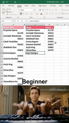 How to transfer data in excel 😱 #excel #office #spreadsheet