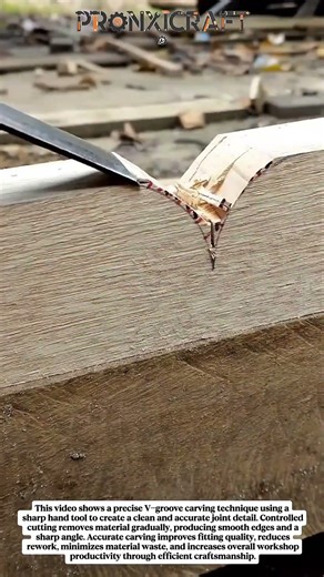 Clean V-Groove Wood Carving Technique | Precision Hand Tool Work
