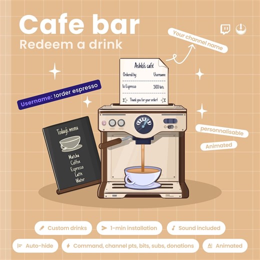 Interactive Coffee Machine Twitch Overlay - Customizable Animated Stream Widget - Barista Vtuber (digital Download) - Etsy