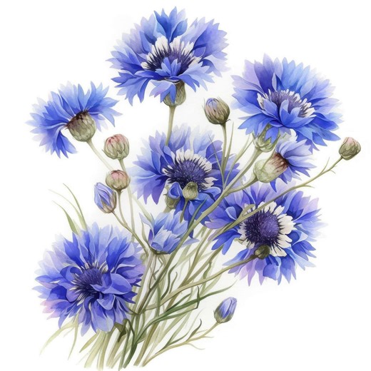 14 Cornflowers Bouquet Clipart, Blue Flower S Illustration, Printable Watercolor Clipart, High Quality JPG, Commercial Use, Paper Craft - Etsy