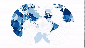 World Map. Eisenlohr conformal projection. Loopable rotating map of the world. Attractive footage.